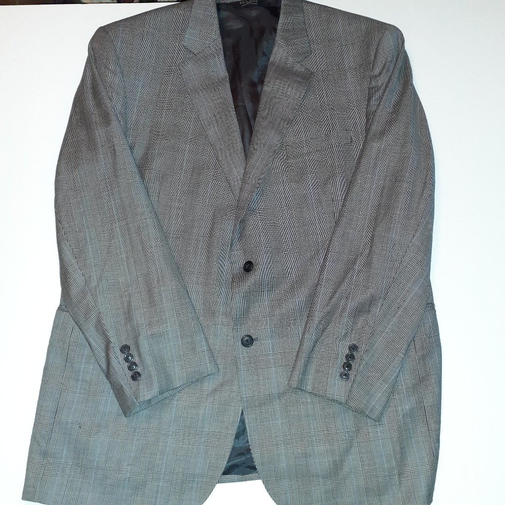 Jos A Bank Grey & Black Glen Plaid Blazer 48L